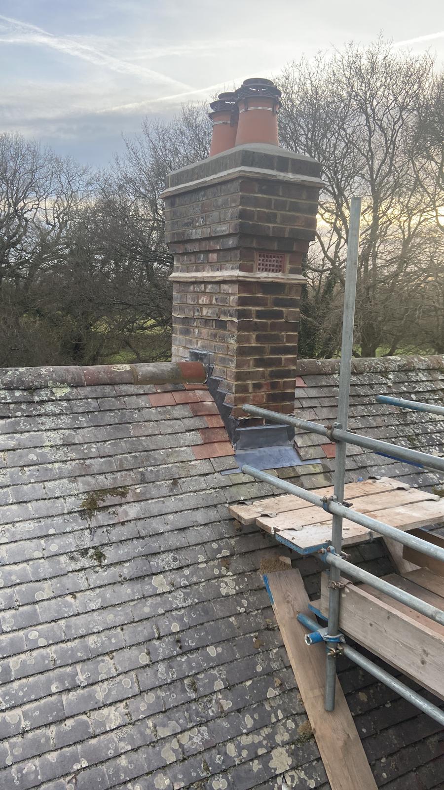 Chimney flashing and pointing repair by Cornerstone Roofing