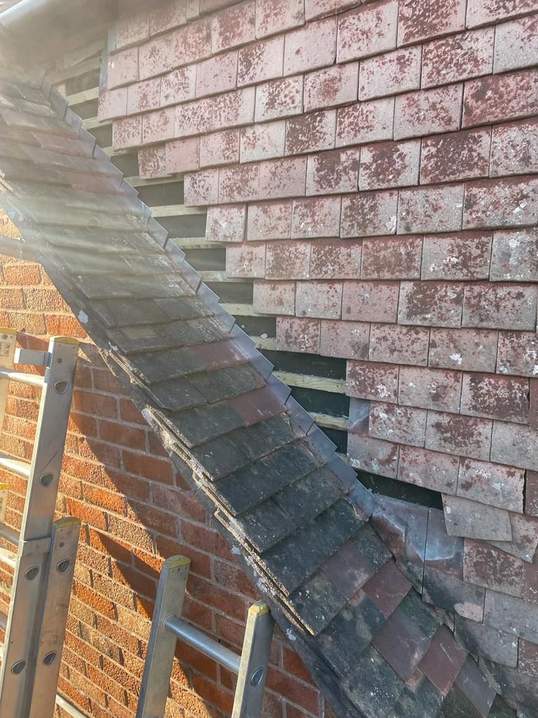 Roof repair in progress by Cornerstone Roofing on a Mid Sussex home