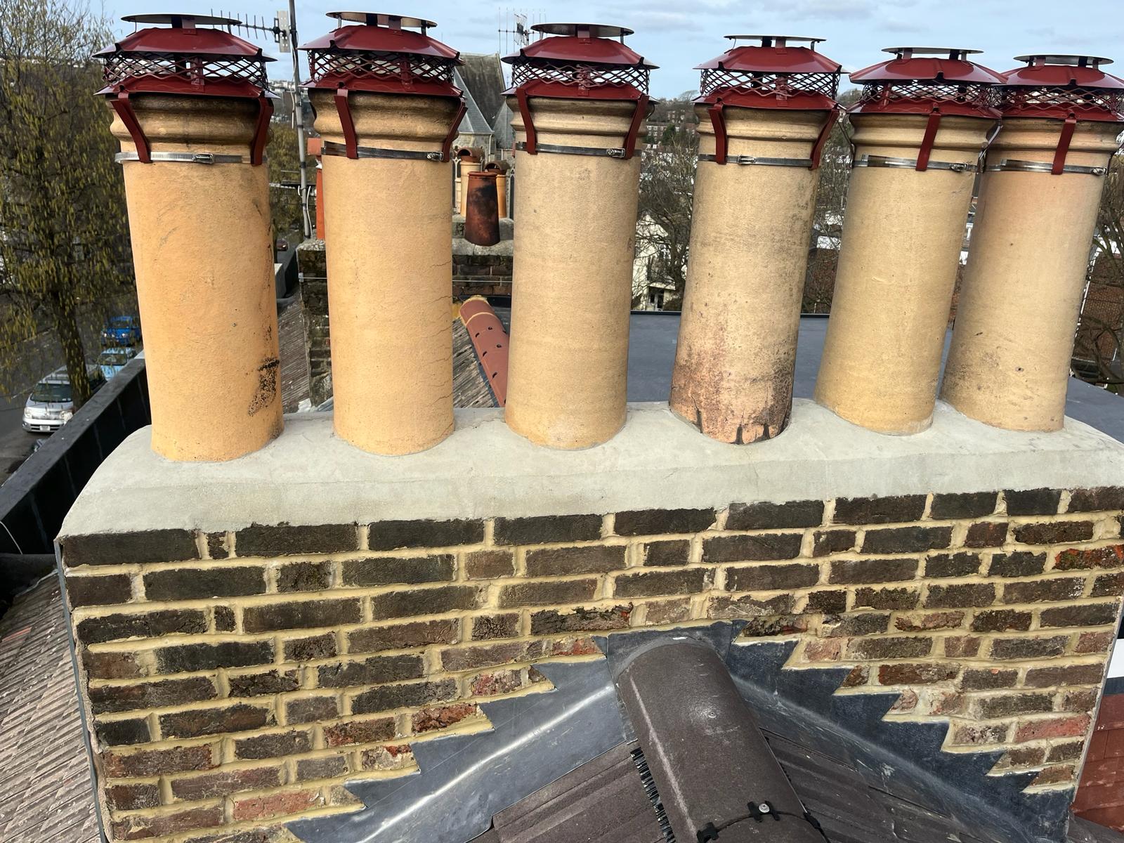Chimney repair and leadwork on a Sussex home by Cornerstone Roofing